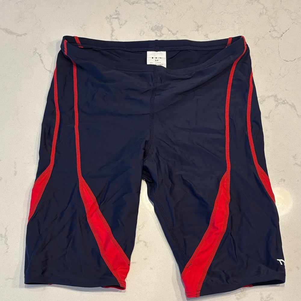 TYR Men's Jammers- Navy and Red